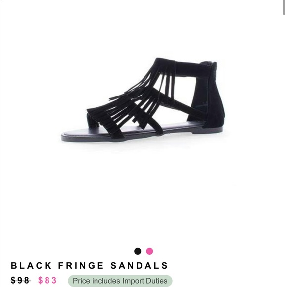Bamboo Black Suede Fringe Flat Sandals - Picture 3 of 7